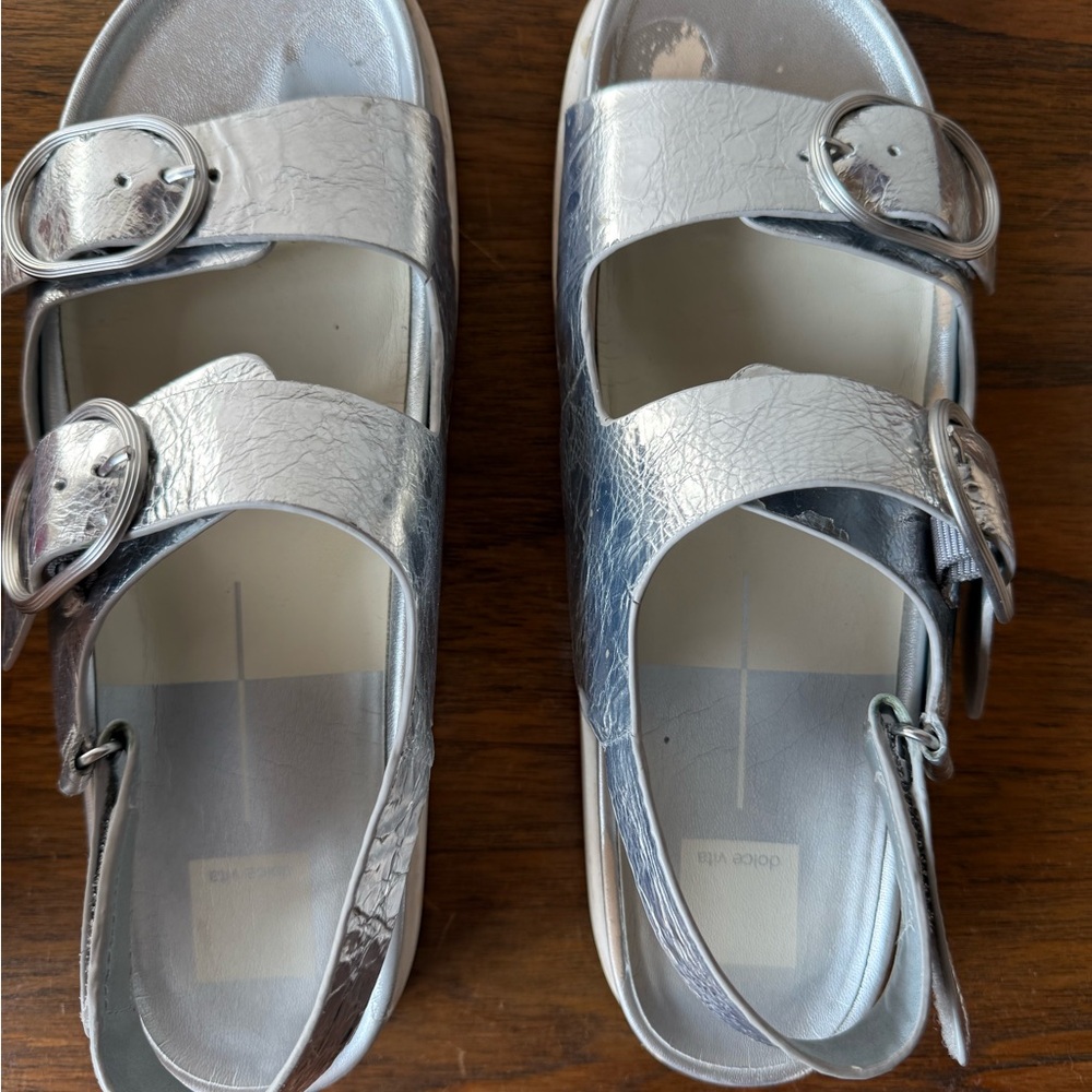 Dolce Vita Silver Footbed Sandals with strap